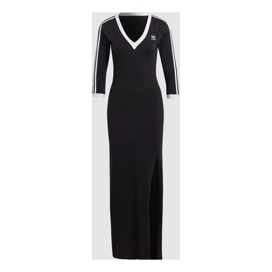(WMNS) adidas Adicolor Classics 3-Stripes Maxi Dress Asia Sizing 'Black White' IK0439
