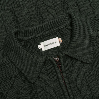 Cable Zip Henley - Green