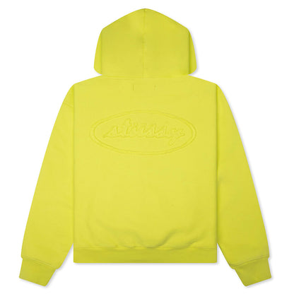 Cursive Applique Zip Hood - Lime