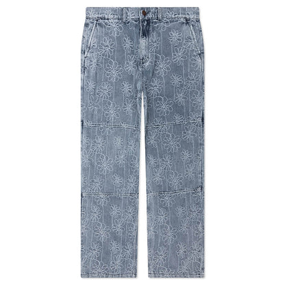 Flower Denim Pant - Light Indigo