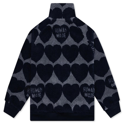 Heart Fleece Jacket - Navy