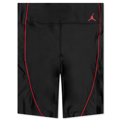 Essential Women's Mid-Rise Bike Shorts - Black/Black/University Red
