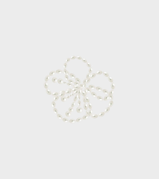 Large Pearl Beaded Floral Charm White