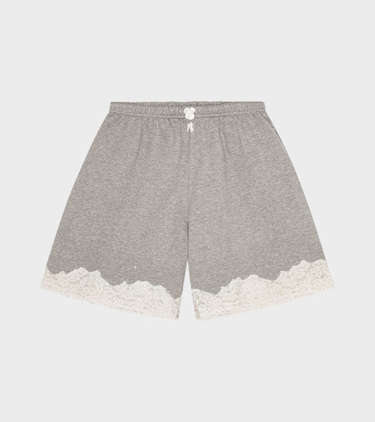 Lace Bermuda Sweat Shorts Light Grey Melange