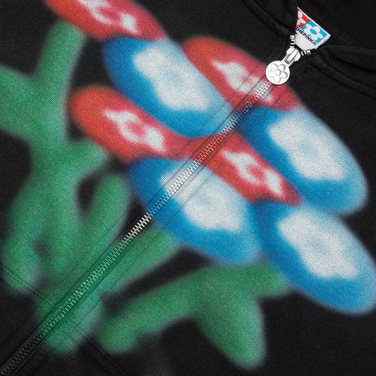 AirBrush Flower Zip-Up Hoodie - Black