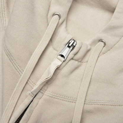 Oversize Zip-Up Sweatshirt - Natural