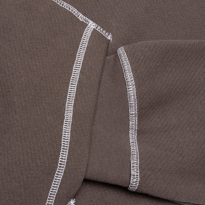 Wordmark Reverse Stitched Hoodie - Brown