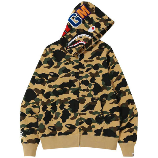 BAPE 1ST CAMO SHARK FULL ZIP HOODIE YELLOW