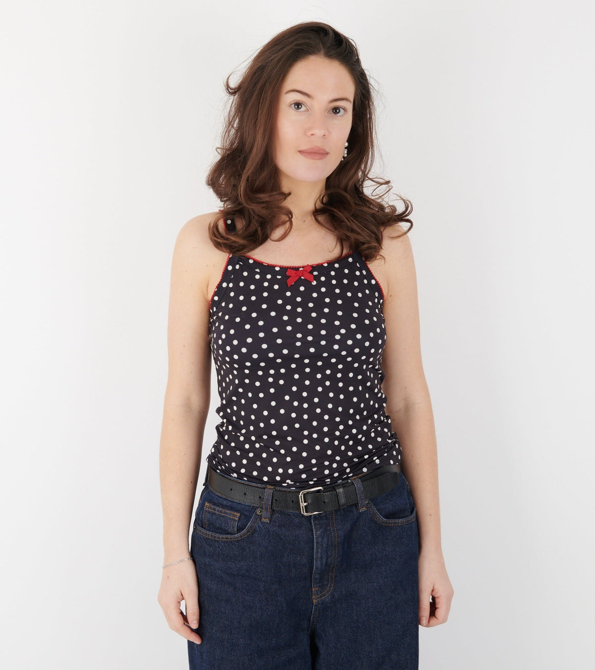 Jersey Tank Top Black Dots
