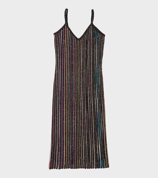 Sequin Dress Black / Multi Stripes