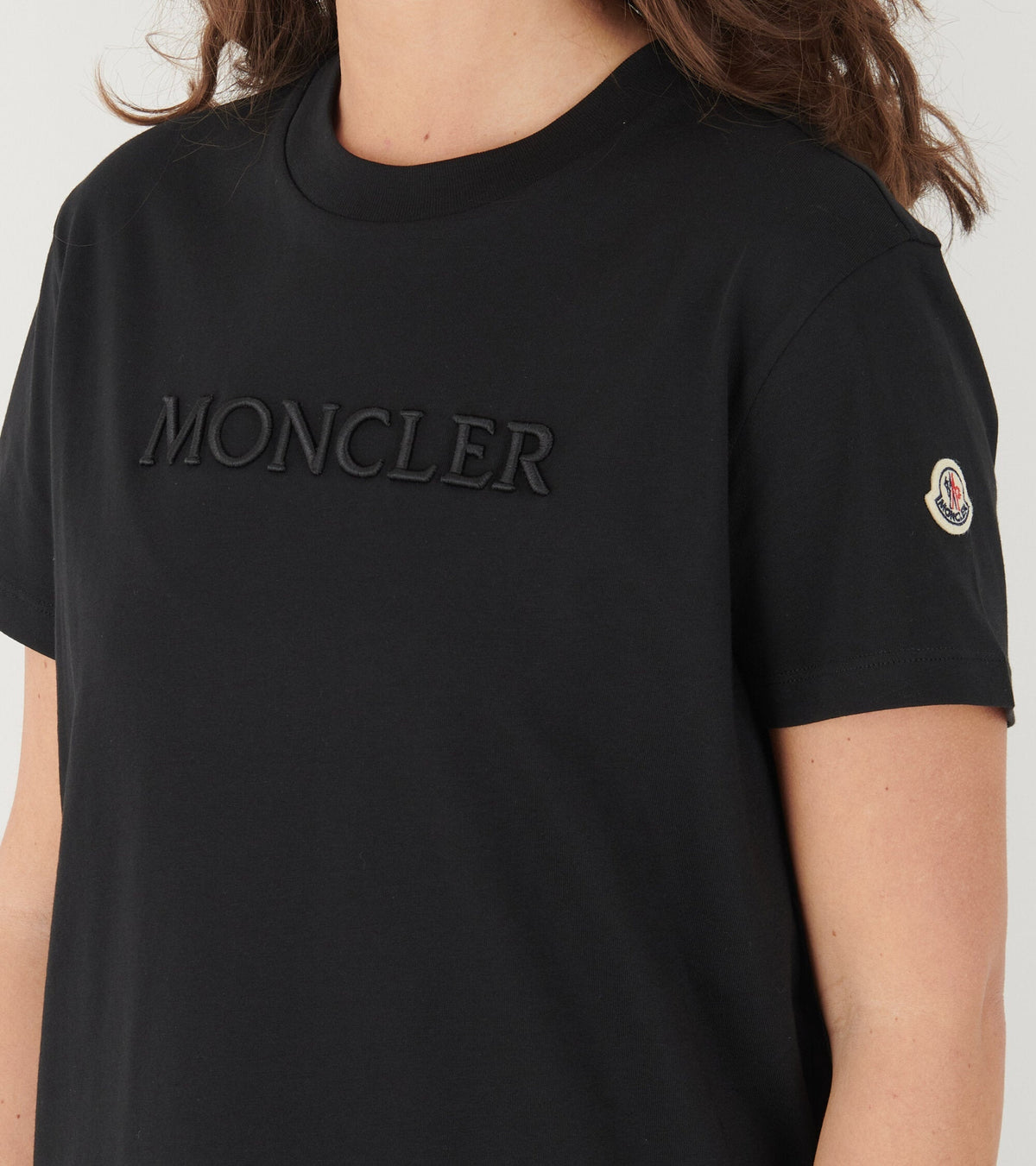 Embroidered Tonal Logo Cotton T-shirt Black