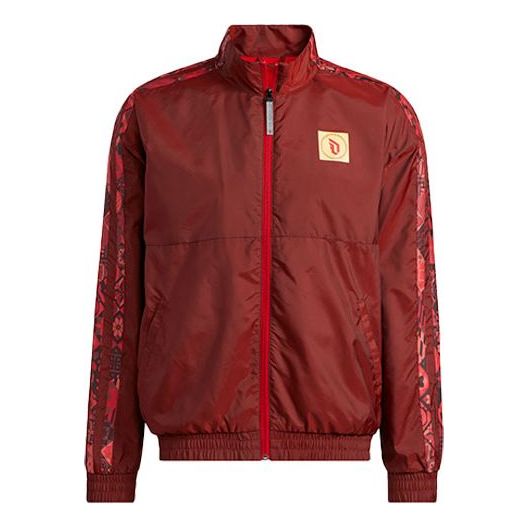 Men's adidas CNY Logo Basketball Sports Jacket Red HF5880