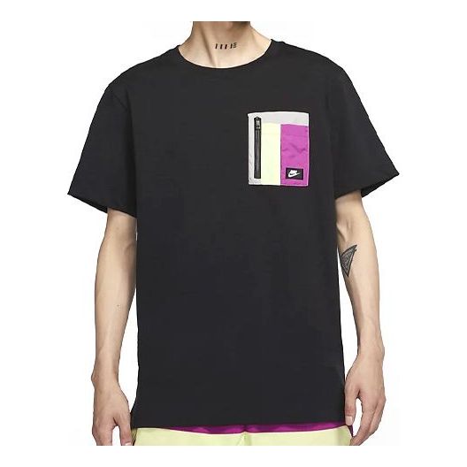 Nike Sportswear Zipper Pocket Design Short Sleeve Black CZ8671-010