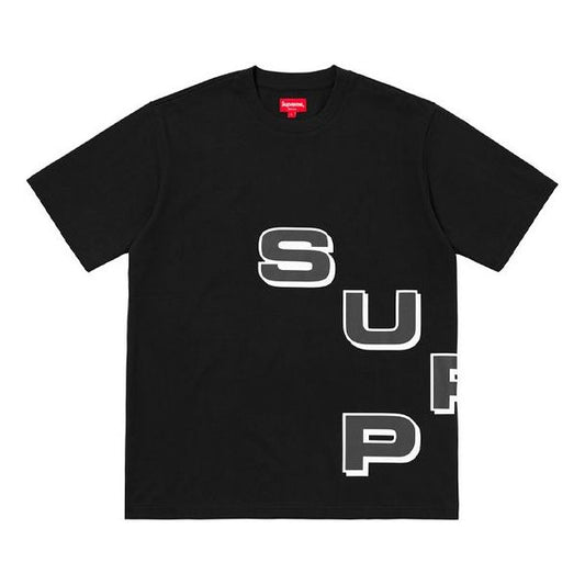 Supreme FW18 Stagger Tee Black Alphabet Logo Short Sleeve Unisex SUP-FW18-223
