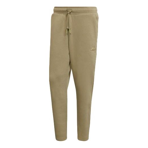 Men's adidas Fl Pt Solid Color Drawstring Sports Pants/Trousers/Joggers Khaki HU0286