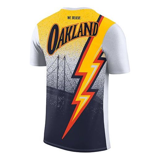 Men's Nike NBA Golden State Warriors Basketball Sports Loose Round Neck Short Sleeve White T-Shirt CT9384-100