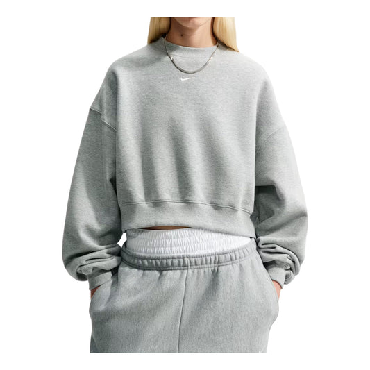 (WMNS) Nike Studio Fleece Medium Weight Oversized Cropped Crew 'Dark Grey Heather Sail' IM8497-063