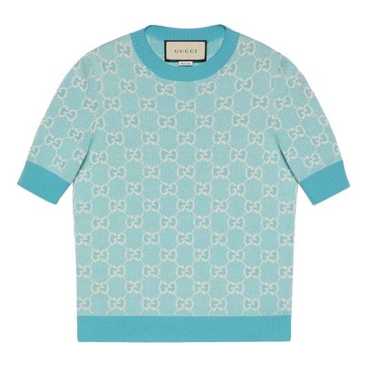 (WMNS) Gucci GG Cotton Wool Piquet Top 'Light Blue' 629456-XKBHQ-4692