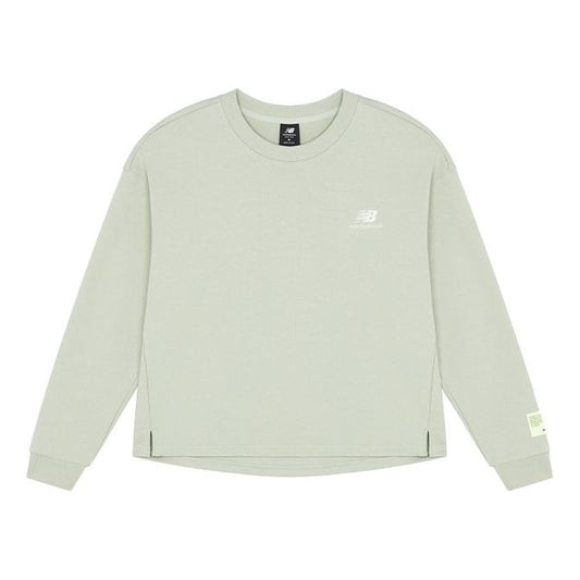 (WMNS) New Balance Embroidered Logo Knit Round Neck Long Sleeves Light Green T-Shirt AWT21307-PGE