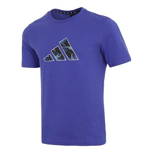 adidas Camouflage Logo Casual Sports Short Sleeve Purple GP0850