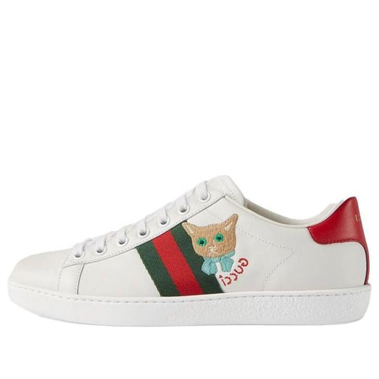 (WMNS) Gucci Ace Series CAT Embroidered Shoes/Sneakers White Red 664142-1XG60-9065