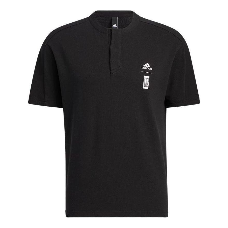 Men's adidas Solid Color Brand logo Printing Round Neck Short Sleeve Black T-Shirt HE5172