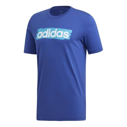 adidas Alphabet Logo Printing Sports Short Sleeve Blue DV3052