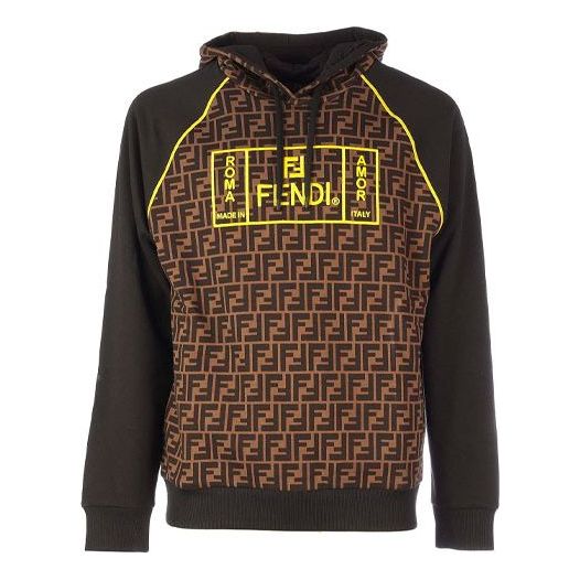 Men's FENDI F Logo Pattern Hooded Long Sleeves Dark FY0991A87EF0JNH