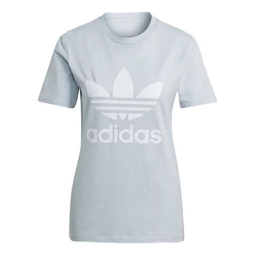 (WMNS) adidas originals Trefoil Tee Logo Printing Sports Short Sleeve Gray Blue T-Shirt GN2975