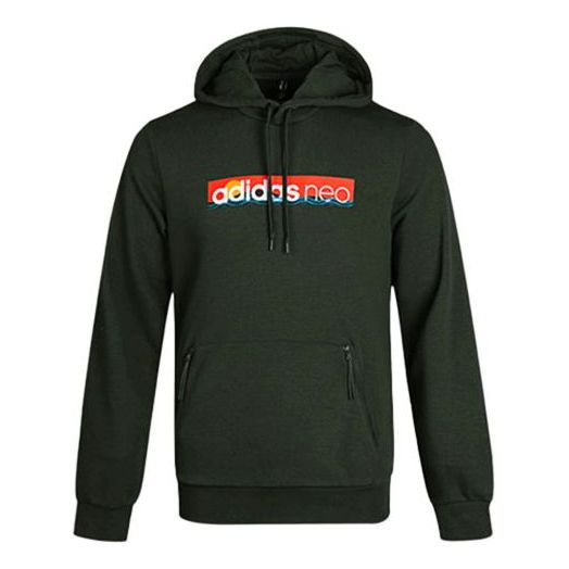adidas neo Multi-Color Printing logo Casual hooded Pullover Brown GM2329
