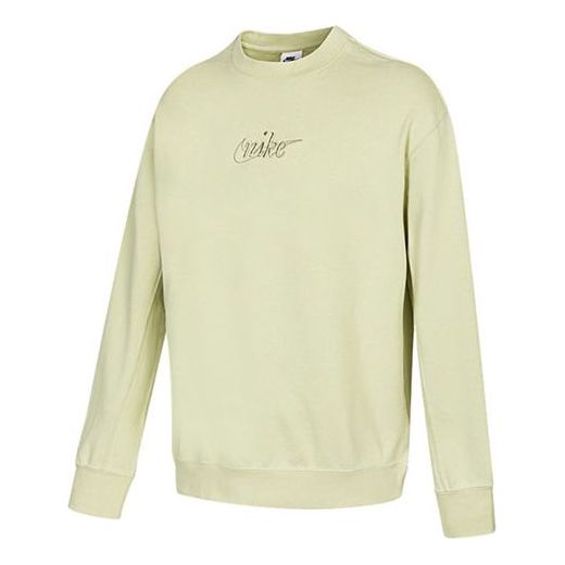 Men's Nike Embroidered Logo Sports Round Neck Pullover Green DR7836-371