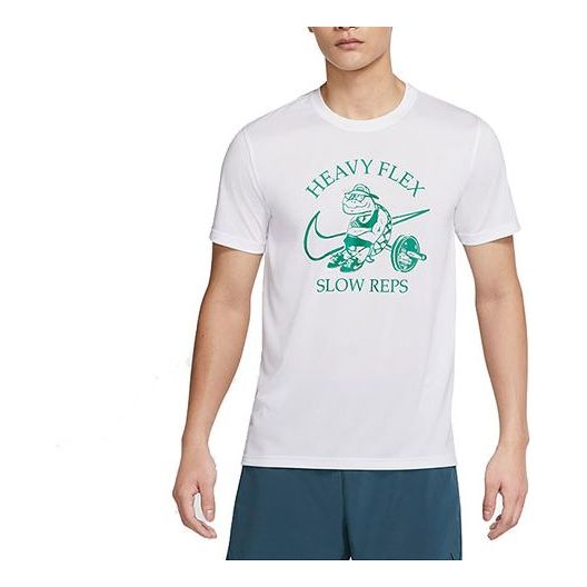 Nike Dri-FIT Cartoon Printing Training Round Neck Short Sleeve White DM6284-100