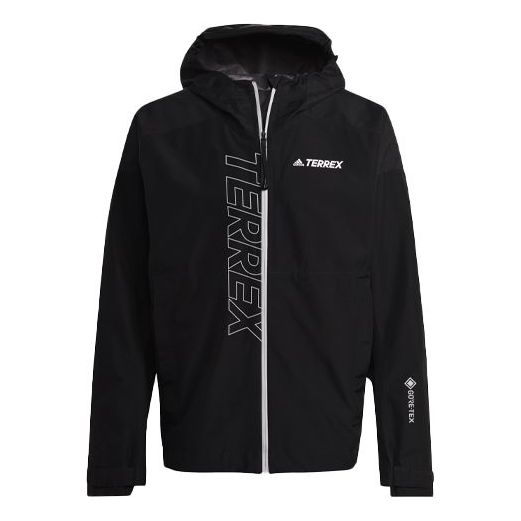 adidas Alphabet Printing Reflective Sports Hooded Jacket Black GM4828