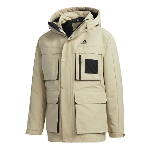 adidas 3in1 Down Jkt Multiple Pockets Outdoor Sports Detachable hooded down Jacket Brown GP2917
