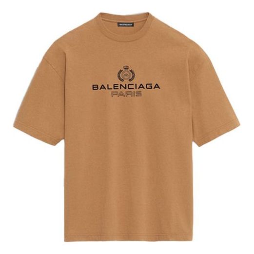 Men's Balenciaga Alphabet Printing Version Short Sleeve Cream Yellow 594579TGV609605