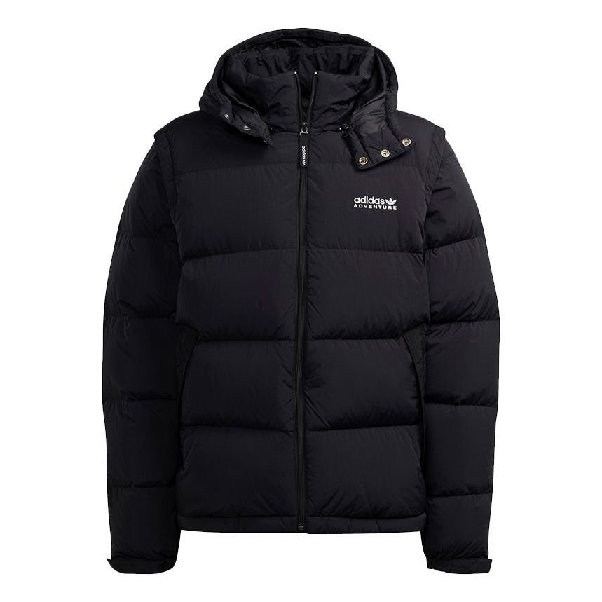 adidas originals Optimus Jacket Detachable Sleeve Stay Warm Sports hooded down Jacket Black H13574