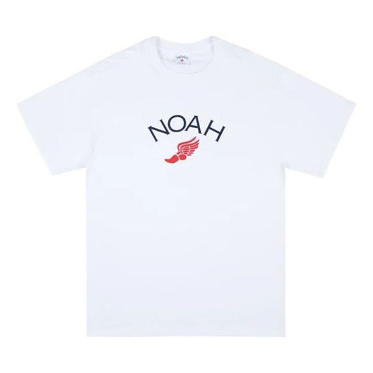 NOAH Nyc Winged Foot Logo Tee White Printing Short Sleeve Unisex T13SS19WHT