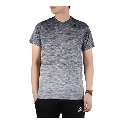 adidas Gradient Tee Training Sports Round Neck Pullover Short Sleeve Metallic Black FL4394