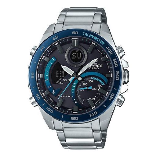 CASIO Waterproof EDIFICE Sapphire Crystal Mens Silver Analog/Digital Combo ECB-900DB-1B