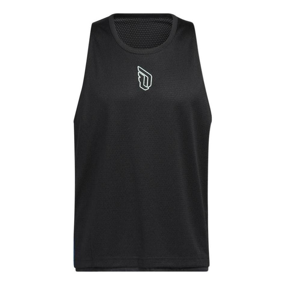 Men's adidas Lillard Logo Printing Stripe Basketball Sports Black Vest HF1729