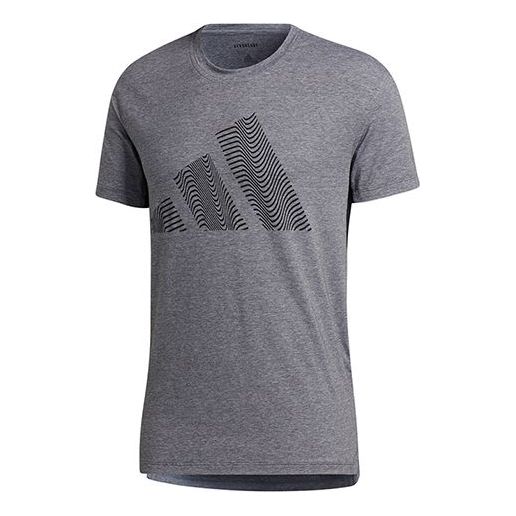adidas Three-Bar Tee logo Printing Short Sleeve Black GR7070