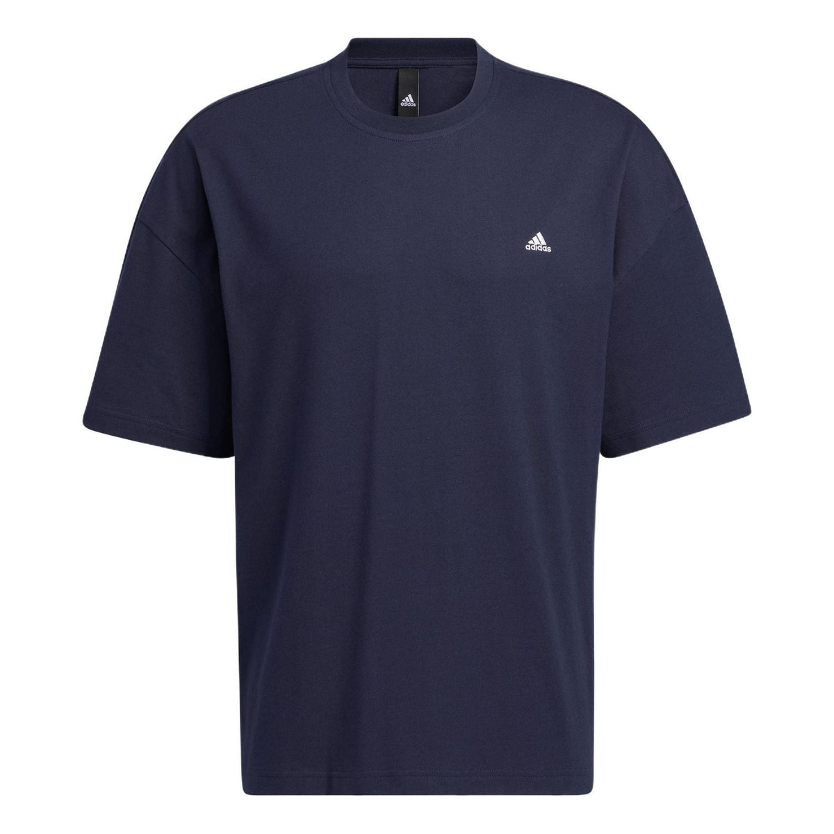 adidas M City Loose T Solid Color Logo Round Neck Short Sleeve Navy Blue HC9973