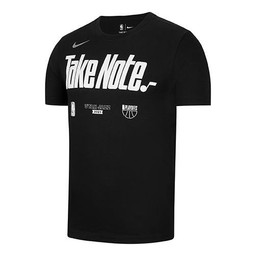 Nike NBA Utah Jazz Logo Alphabet Printing Width Loose Short Sleeve Men's Black DR5024-010