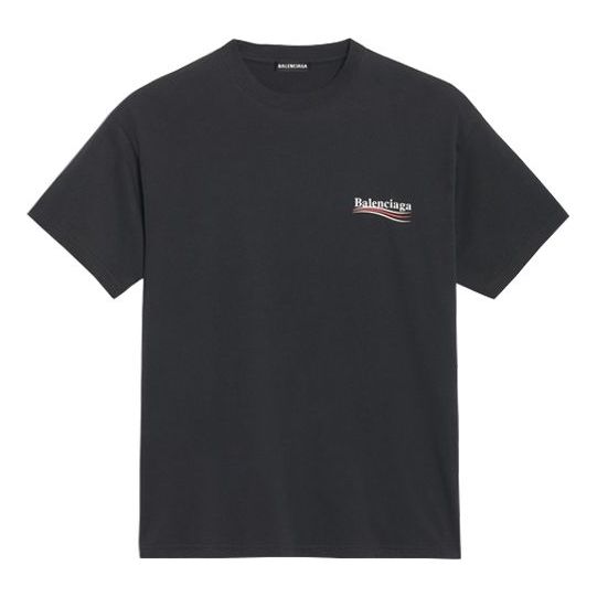 Men's Balenciaga Printing Version Short Sleeve Black 570803TAV441000