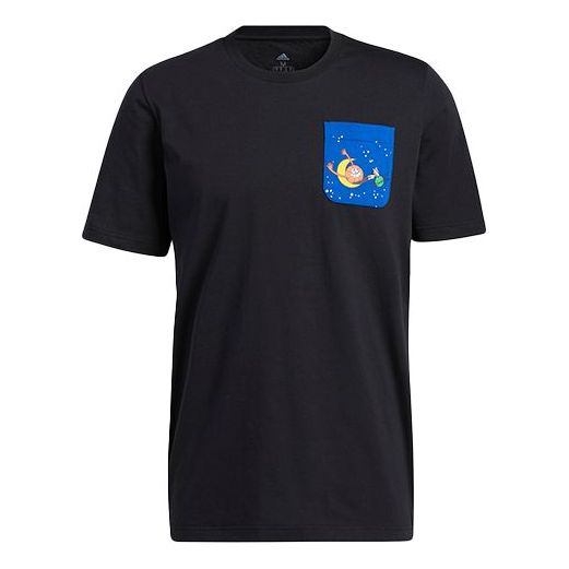 adidas Lil Stripe Pckt Cartoon Printing Basketball Sports Round Neck Short Sleeve Black GQ8377