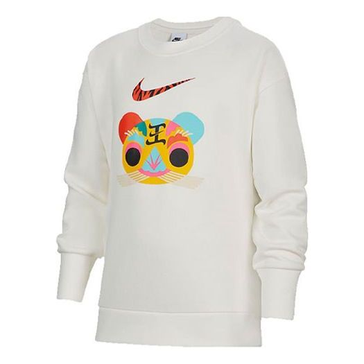 (GS) Nike CNY New Year's Edition Fleece Stay Warm Round Neck Pullover Boy White DR1855-133