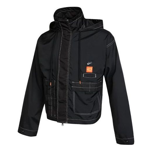 Men's Nike KD Swoosh Embroidered Pattern Woven Basketball Jacket Asia Edition Black CV2404-010