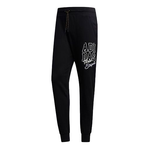 adidas neo Lacing Printing Sports Pants Black EI6277