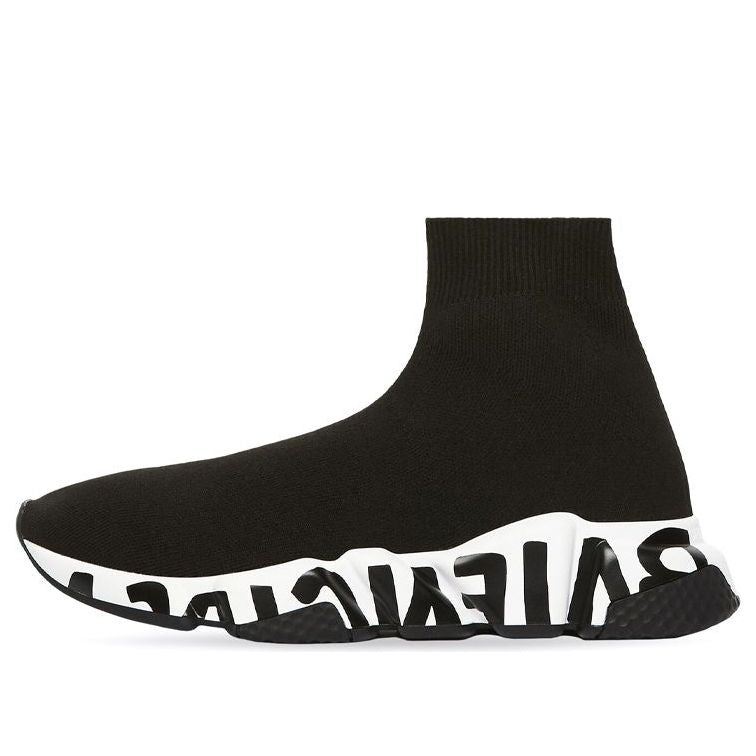 (WMNS) Balenciaga Speed Graffiti Sneakers 'Black Knit Black Graffiti Sole Unit' 605942W2DB71015