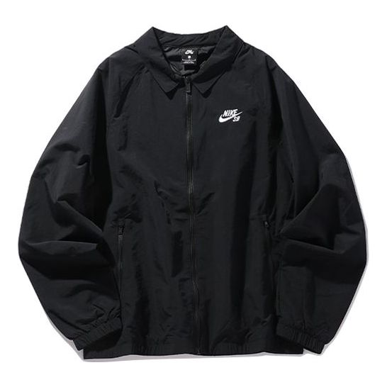 Nike SB Skateboard Sports Long Sleeves Woven Logo Jacket Black CV4306-010